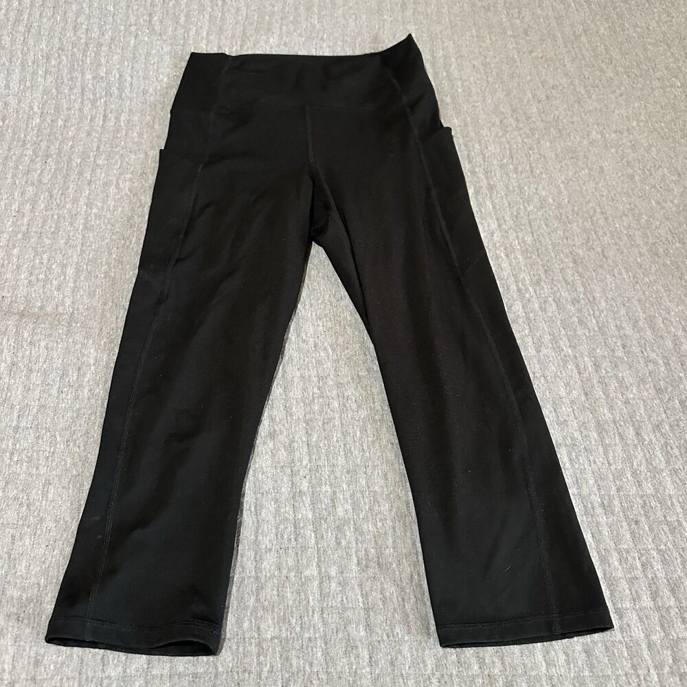 Fabletics PureLuxe Capri Leggings High Waist Black Pockets Women's M